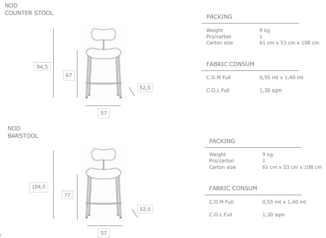 Высокий стул с тканевой подкладкой с подставкой для ног JOB’S Nod ARCH-00060781 - Вид №6