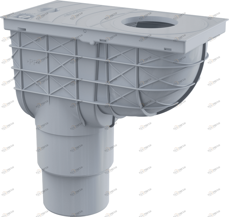Ливнеотвод 300×155/125/110 мм, сток – прямой, серый ALCAPLAST AGV4S