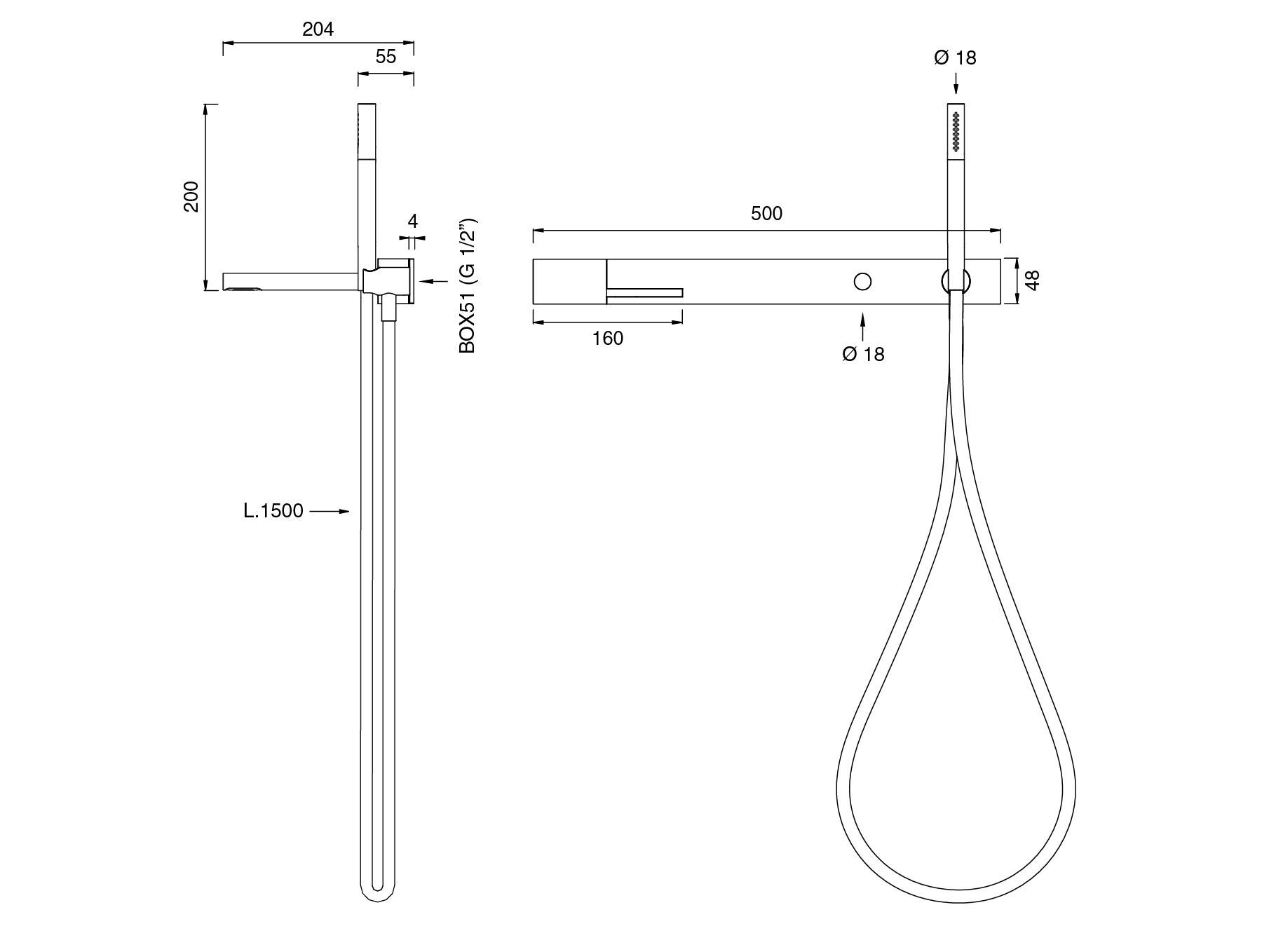 Настенный смеситель для ванны из нержавеющей стали с ручным душем CEADESIGN CUT PLUS ARCH-00104442 - Вид №2