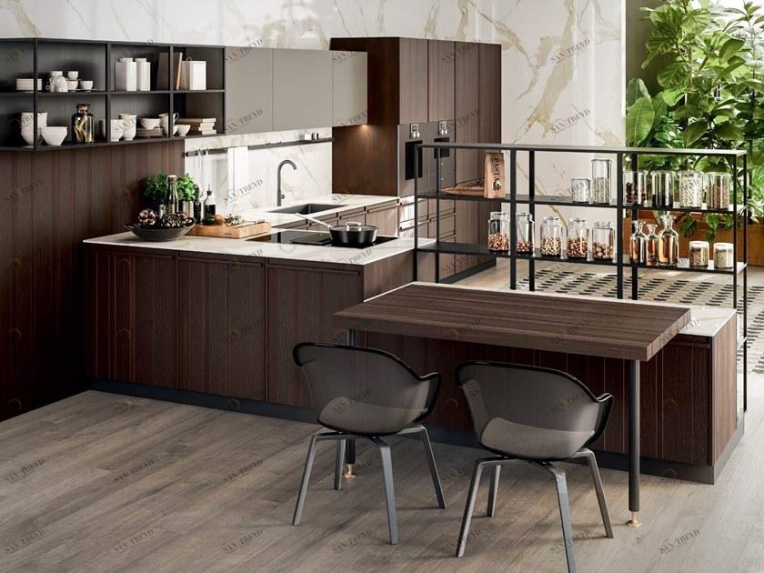 Composit Деревянная кухня с полуостровом Pepper sun-id-1366396