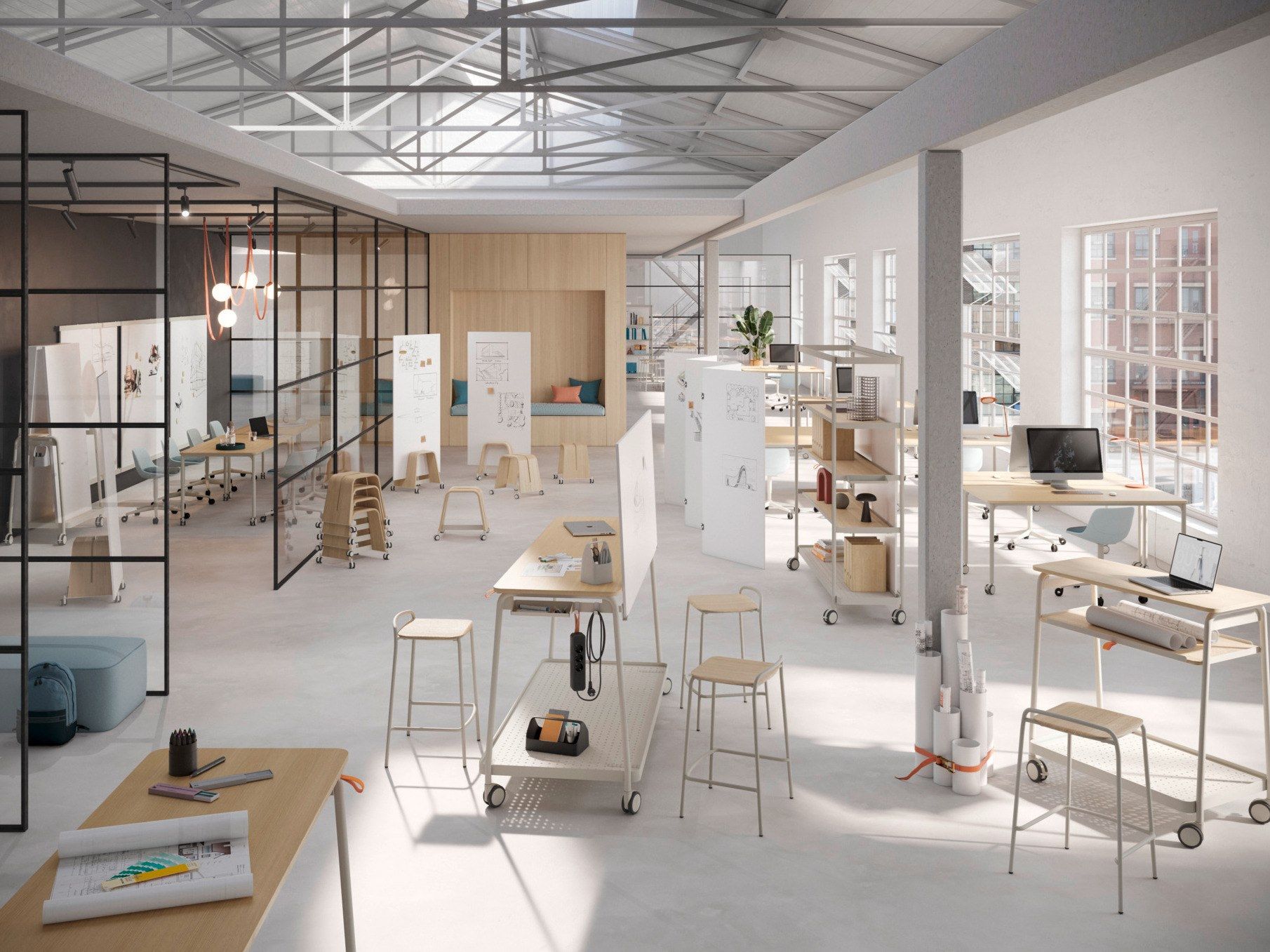 Прямоугольный стол si колеса Brunner доски ARCH-00137887 - Вид №1