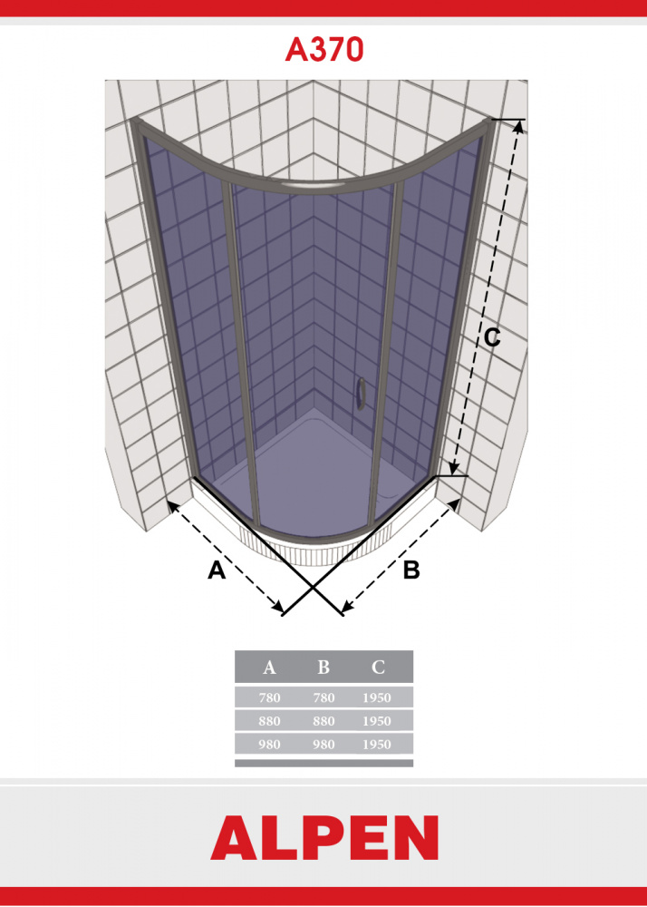 Душевая шторка ALPEN A370-80 A370N-80 - Вид №1
