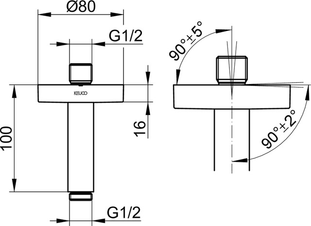 51689170100 Душевой кронштейн DN 15 KEUCO Brausen und Brausezubehör - Вид №10
