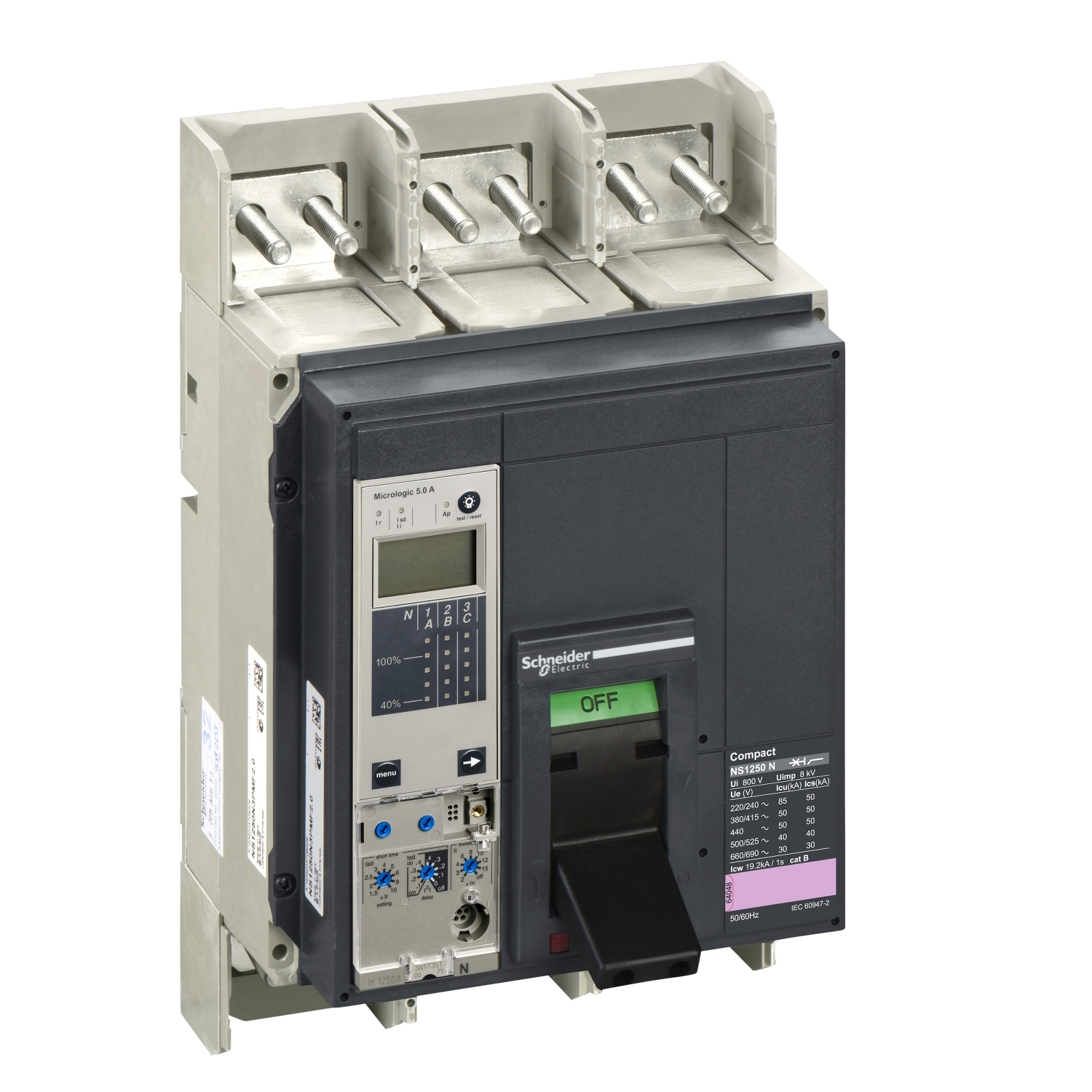 33353 Силовой автомат NS 1250, Micrologic 5.0 A, 50кА, 3P, 1250А Schneider Electric Compact 