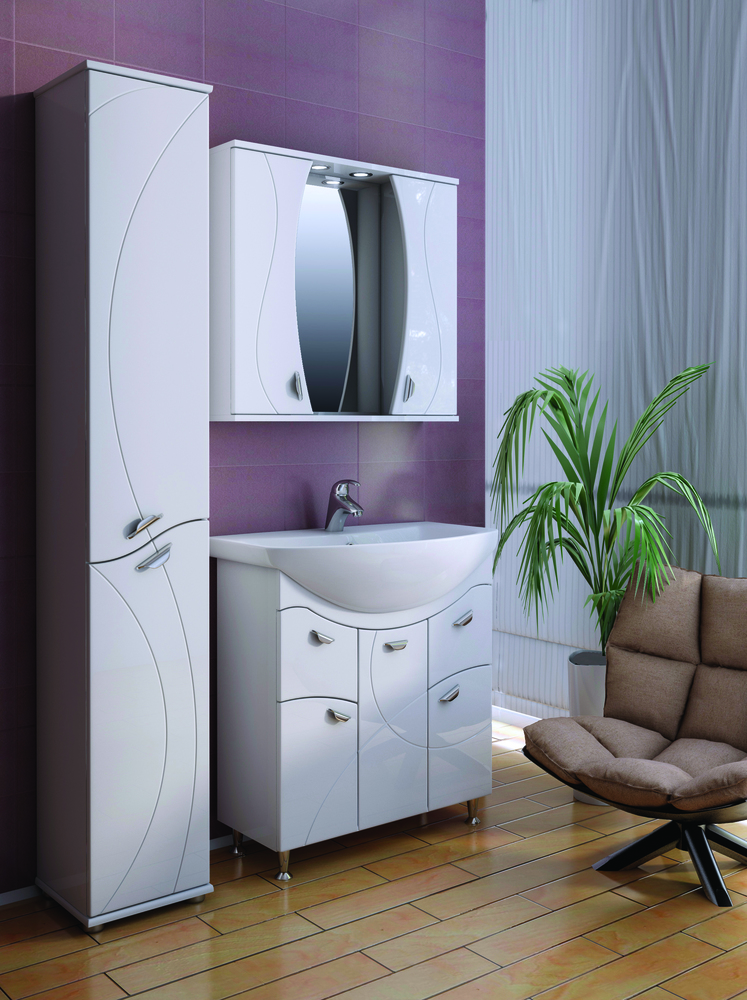 Зеркало Faina 800 со спотом800⨉160⨉700 мм белый VIGO sun-id-665195 - Вид №2