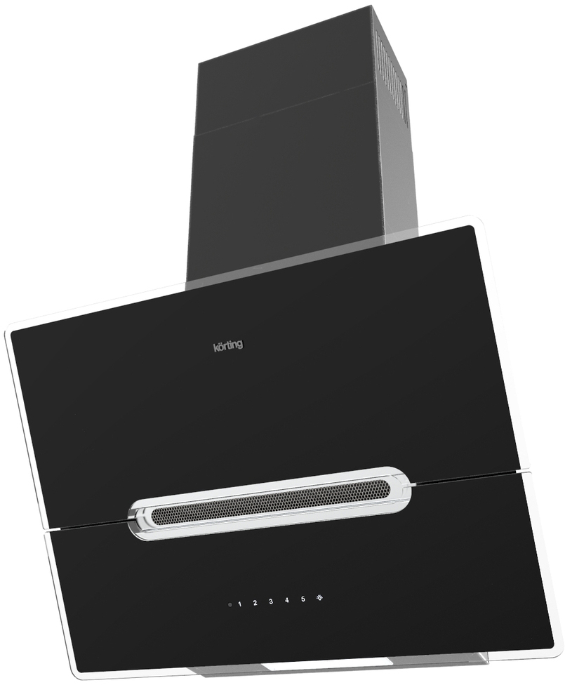 KHC 61950 GXN Вытяжки / наклонная, ширина 60 см, электронное сенсорное управление touch, 5 режимов, 950 м3/ч., таймер, 2 алюминиевых жировых фильтра, пульт ду, led освещение, черное стекло + нерж сталь Korting Santreyd 