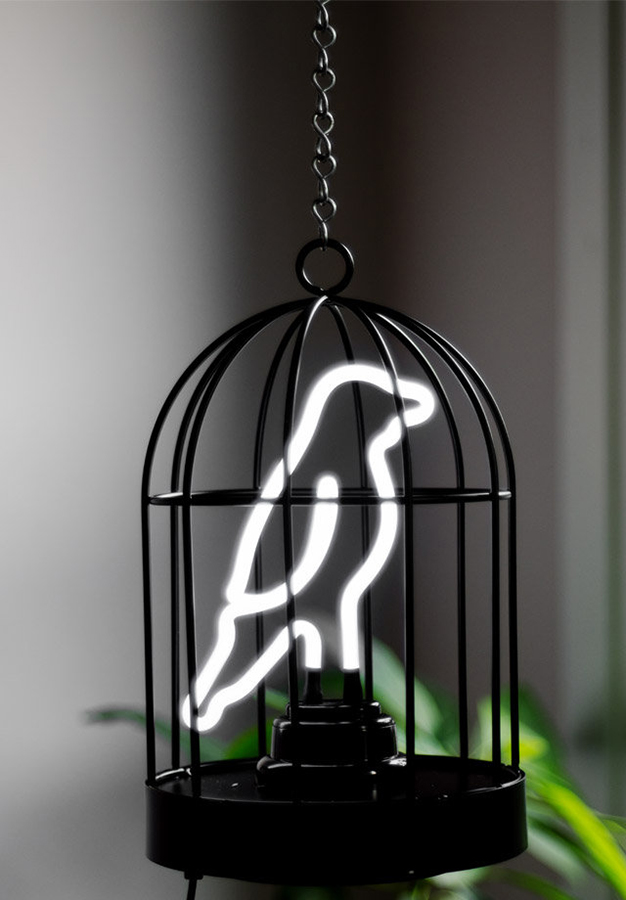 Лампа настольная неоновая с подвесом 25,5х16 см черная Bird in a Cage SK NEONBIRD1 SUCK UK  00-3880793 Черный  - Вид №3