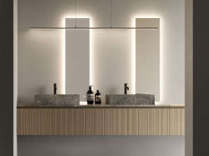 Дубовый двойной подвесной умывальник с зеркалом