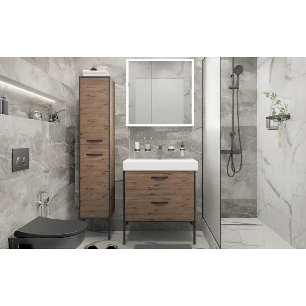 Aquanet Инди Вилис - подвесная тумба под раковину 65 см дуб веллингтон 83075748 STLM-0038891 - Вид №11