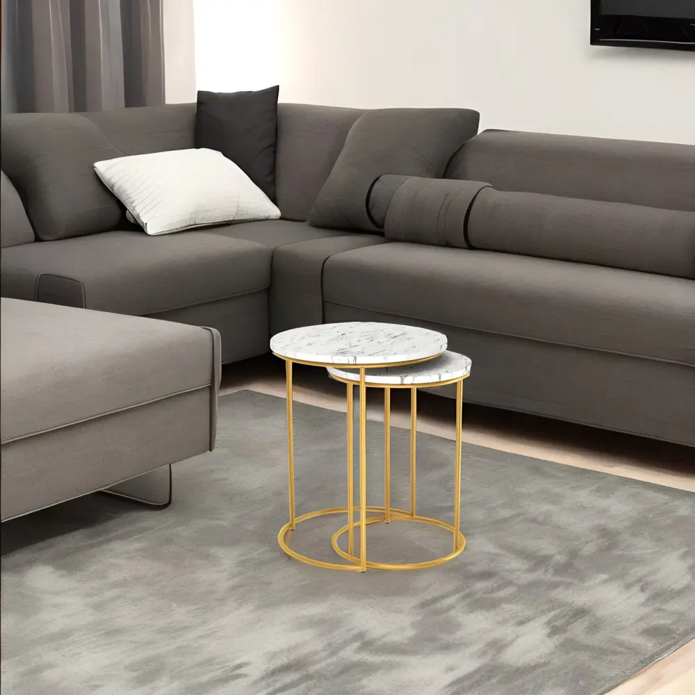 Журнальный столик Double круглый 43.5x43.5 см белый Sheffilton STLM-2100725 - Вид №4