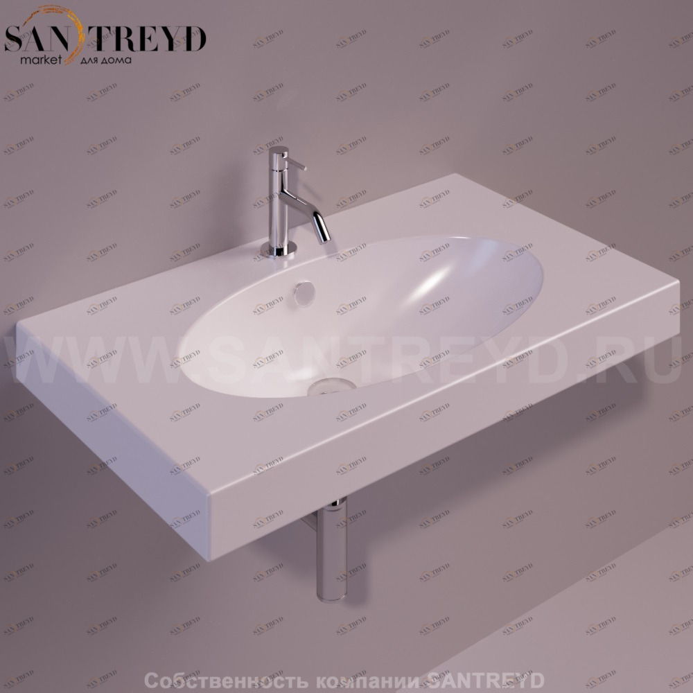 LFT44BIANCO Подвесная раковина настенная прямоугольная Simas LFT Spazio белая