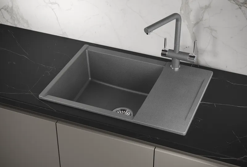 ES-7003, ГРАФИТ, кухонная мойка, кварц, ESTETICA