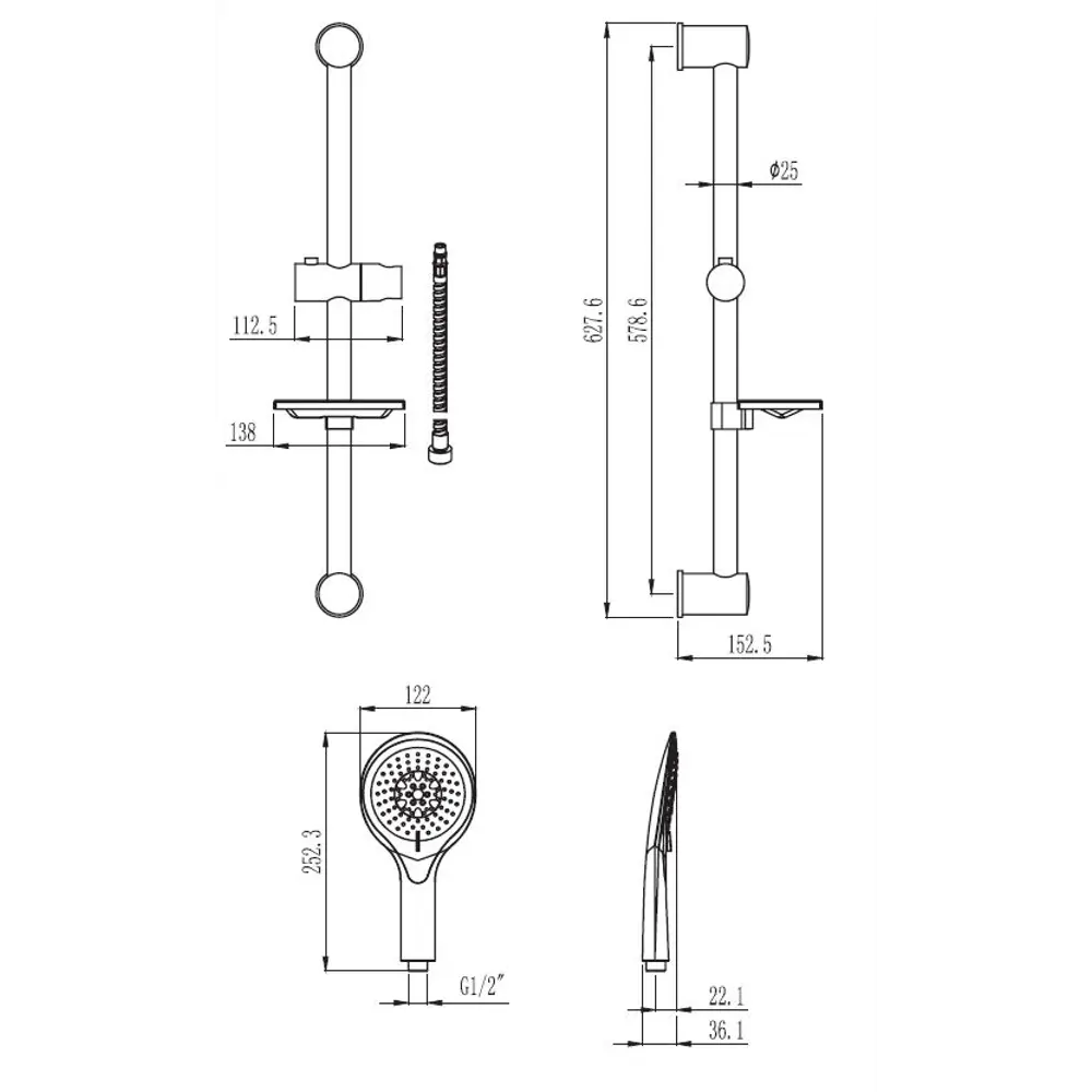 Душевой комплект Voda VC45 5 режимов цвет хром Santreyd VС45 STLM-2154212 - Вид №1
