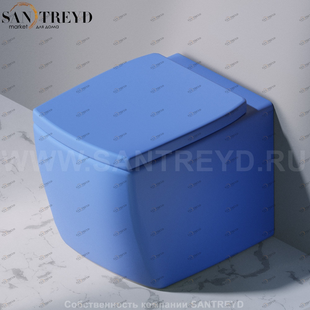 S501.140 Приставной унитаз напольный Синий A. e T. Italia SQUARE Италия AeT ITALIA