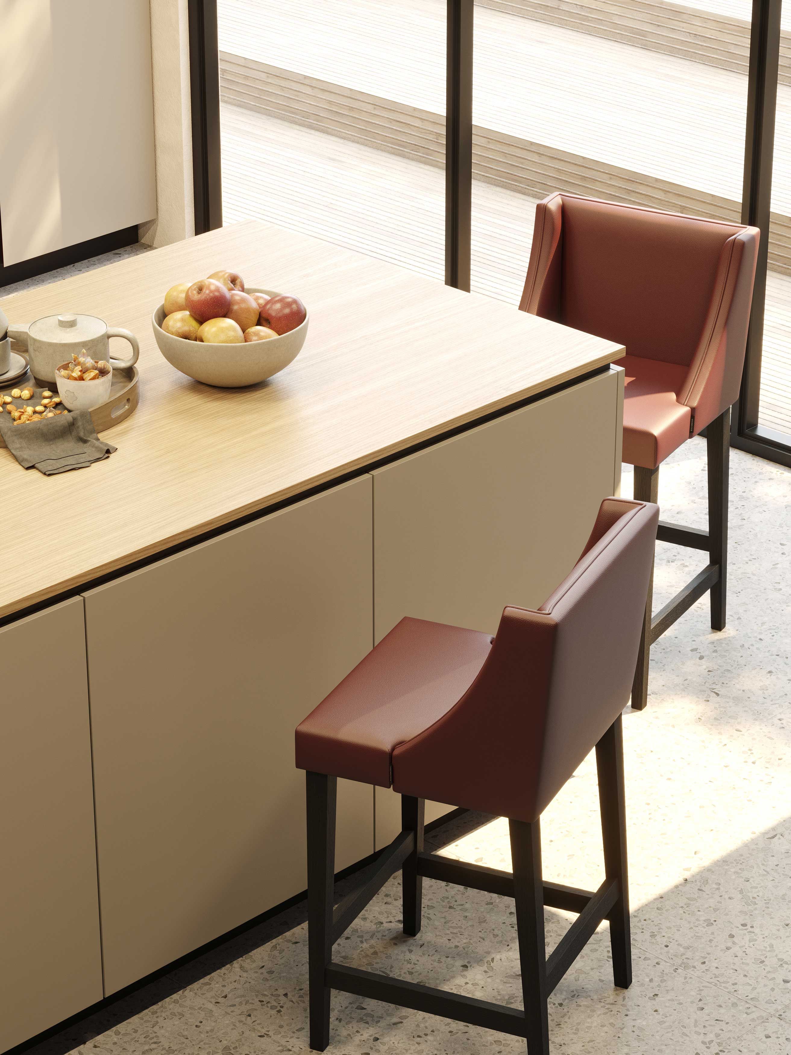 Высокий кожаный стул со спинкой Stylish Club ARCH-00073311 - Вид №7