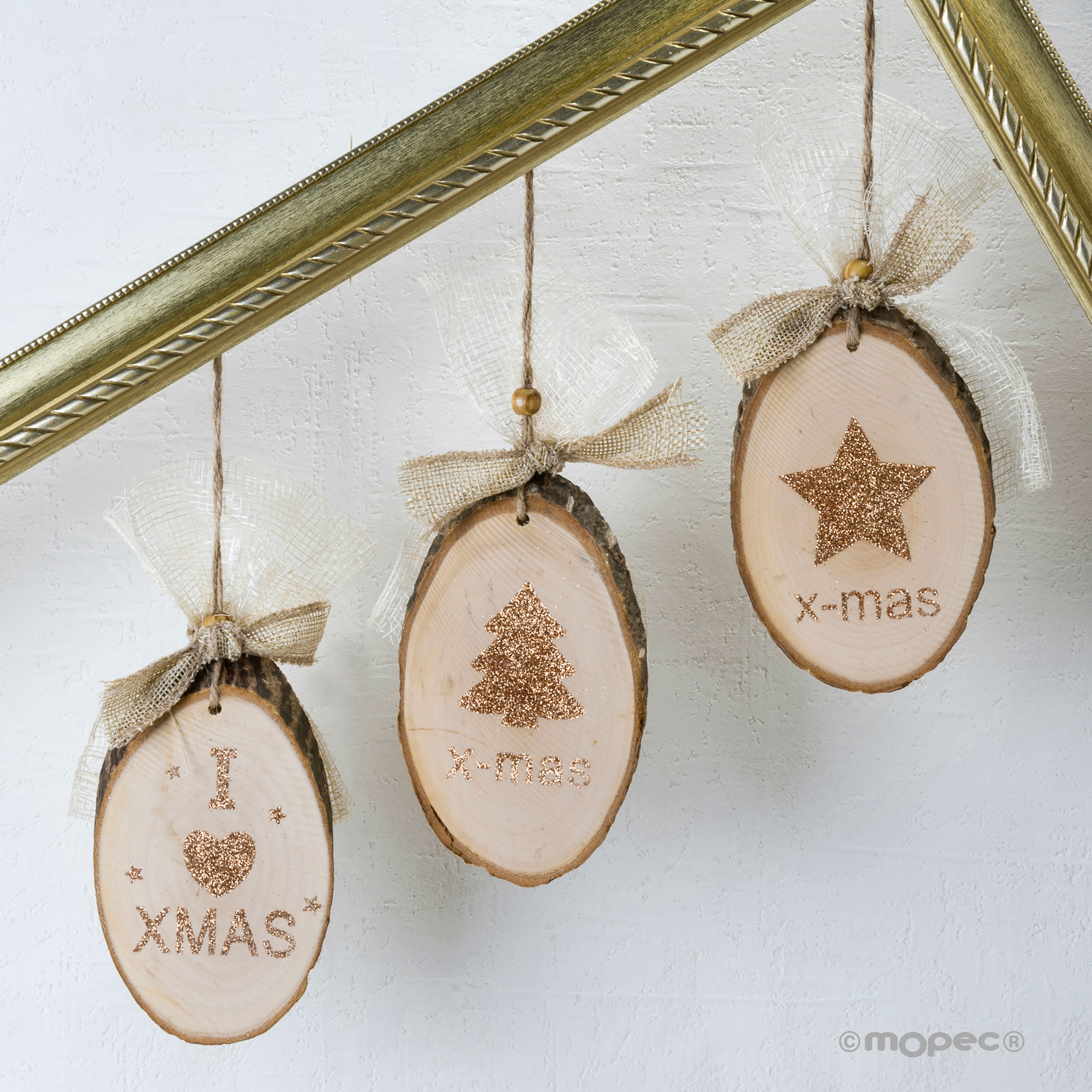 Деревянный кулон с золотым рождественским узором Dekoraniaevents Navidad sun-id-1994607