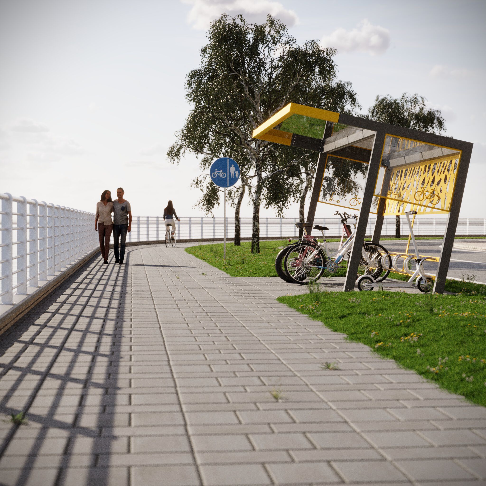 Стальной и поликарбонатный навес для велосипедов и мопедов CITYSì CROSS ARCH-00108240 - Вид №12