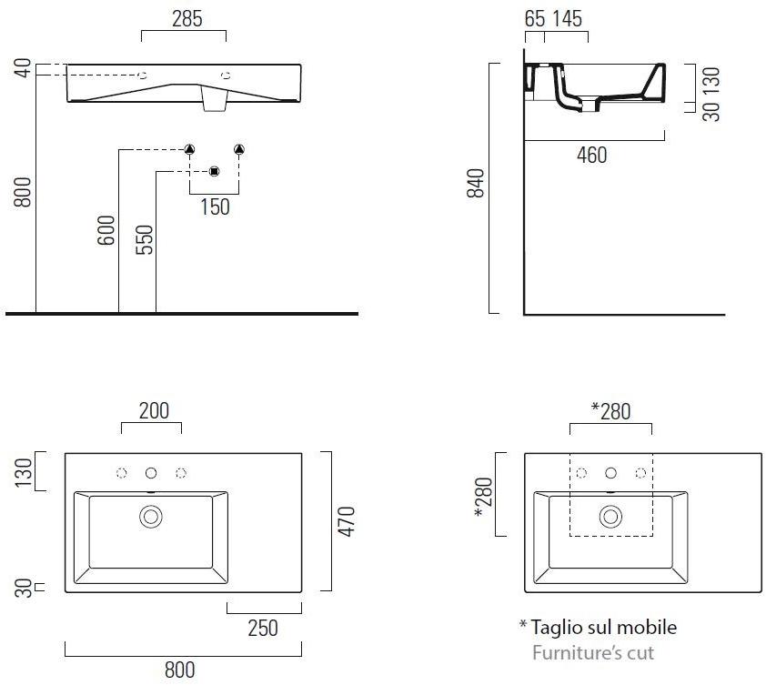 8956111 Накладная раковина на столешницу  овальная GSI ceramica Kube - Вид №3