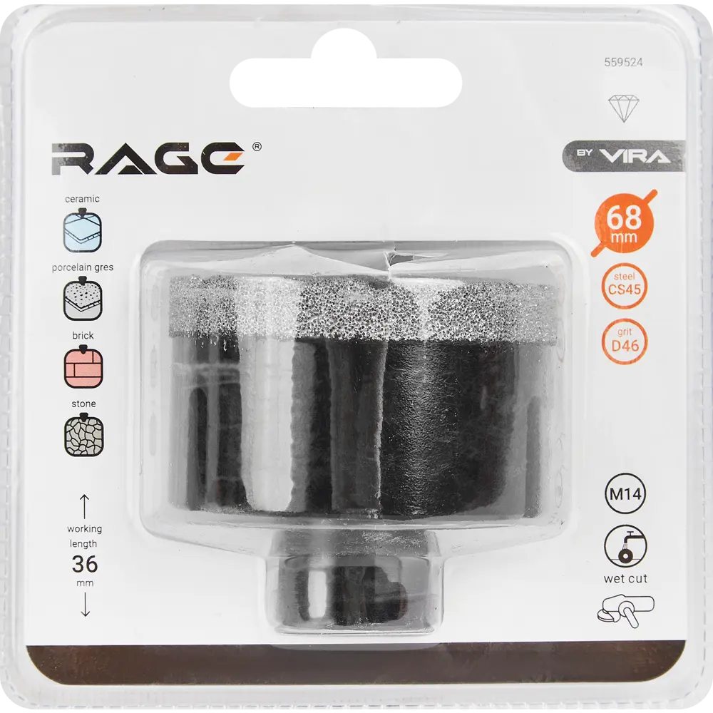 Алмазная коронка Rage 68 мм для керамогранита и плитки 87692479 STLM-0075104 - Вид №5