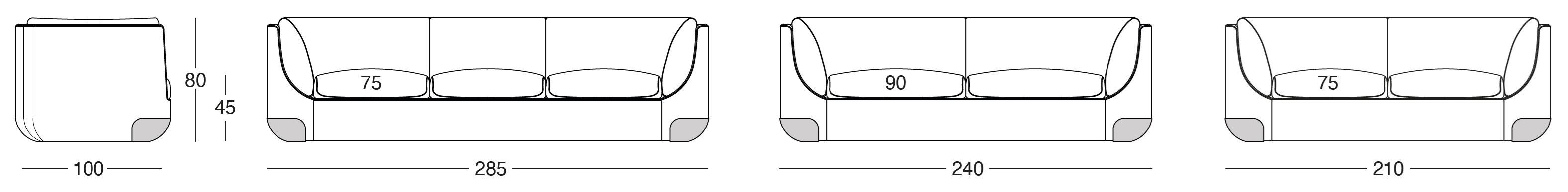 3-местный кожаный и тканевый диван Longhi Loveluxe 2021-Rhythm'21 collection ARCH-00023727 - Вид №6