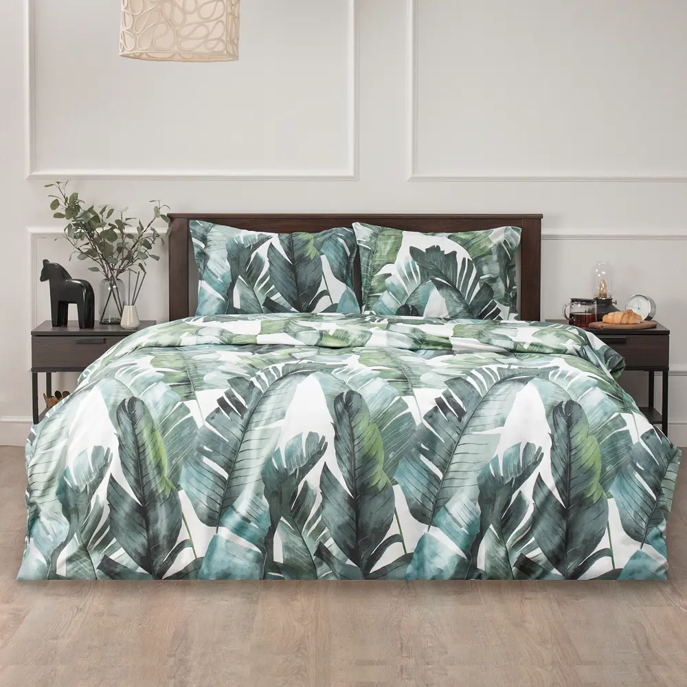 Комплект постельного белья Amore Mio Спиннеу евро полисатин зеленый STLM-2116104