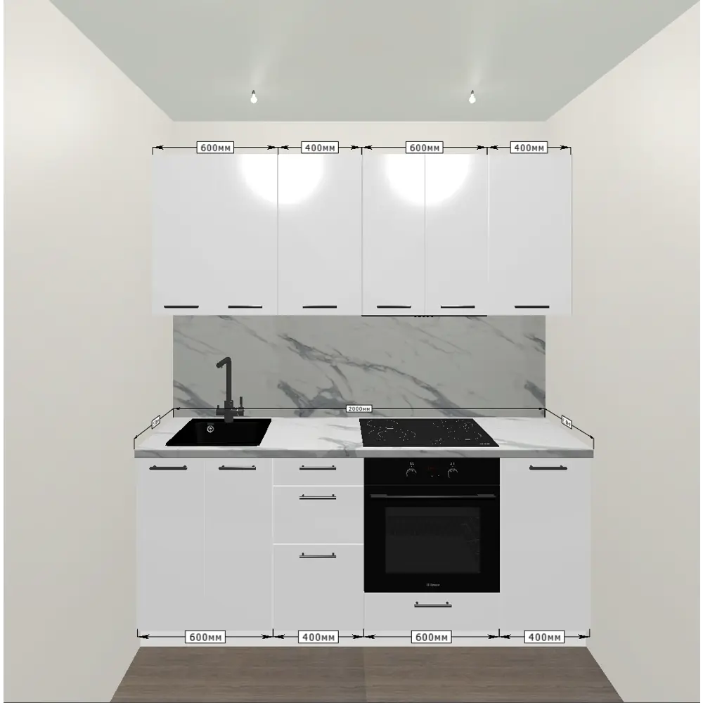 Кухонный гарнитур 200x60 см София цвет белый KONSENSA STLM-2048722 - Вид №2