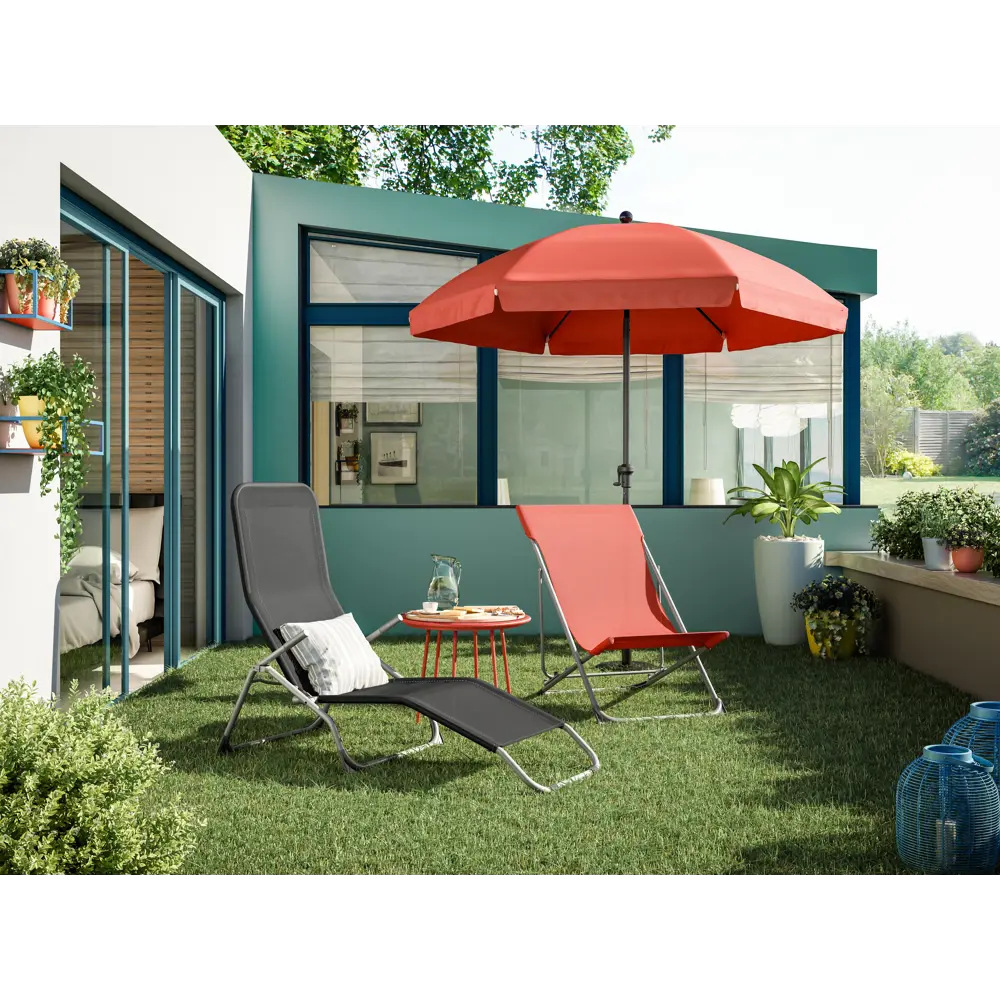 Шезлонг складной Naterial Fiesta 142x60x99 см сталь/ текстилен черный Santreyd STLM-2109425 - Вид №13