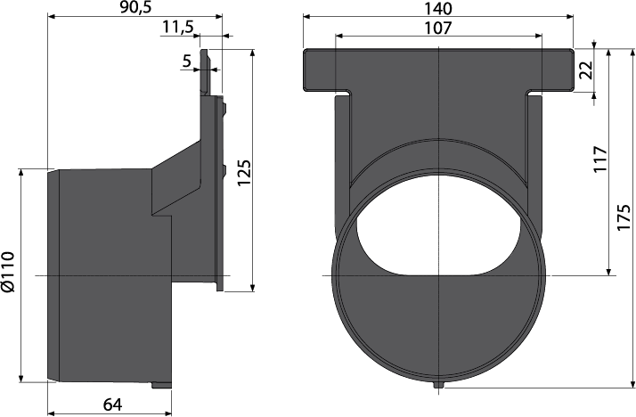 Торцевой переходник для подключения к канализации DN110 ALCAPLAST AVZP010 - Вид №1