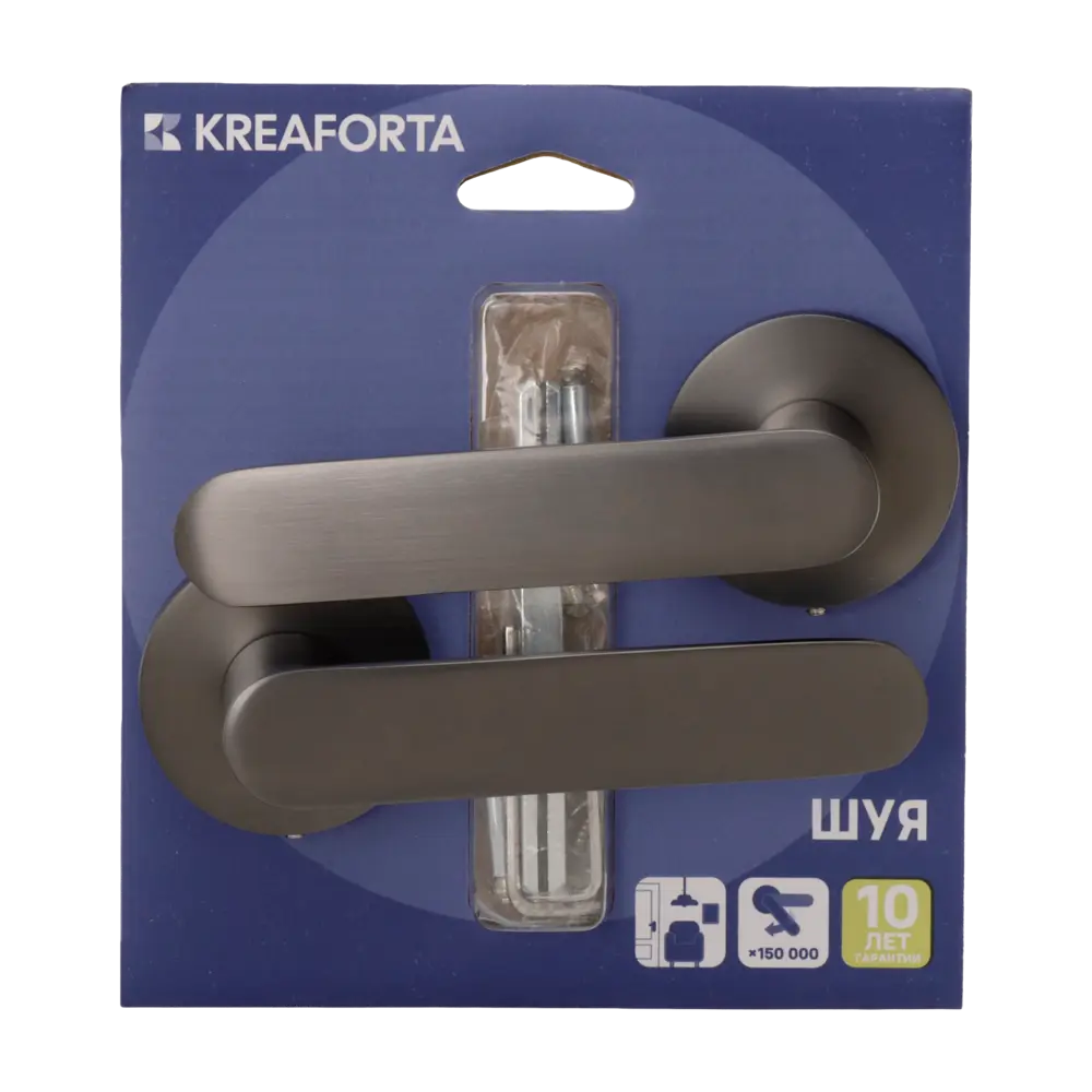 Дверная ручка на розетке KREAFORTA Шуя без запирания цвет графит STLM-2106265 - Вид №2