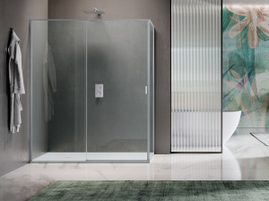 Двухдверная раздвижная дверь только для угла с фиксированной стеной