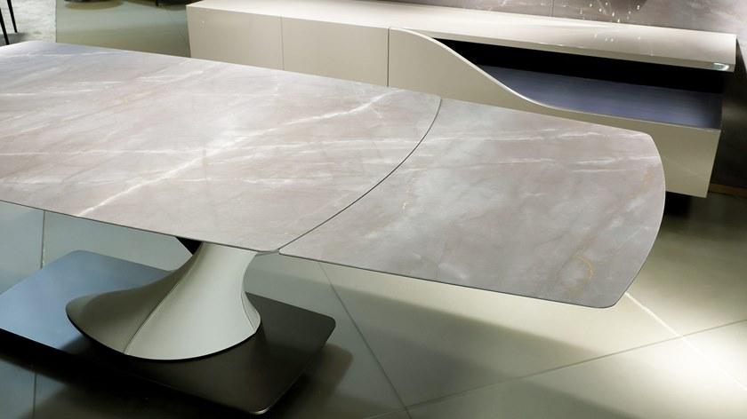Reflex Раздвижной прямоугольный обеденный стол из стеклянного мрамора Archimede sun-id-1477635 - Вид №5