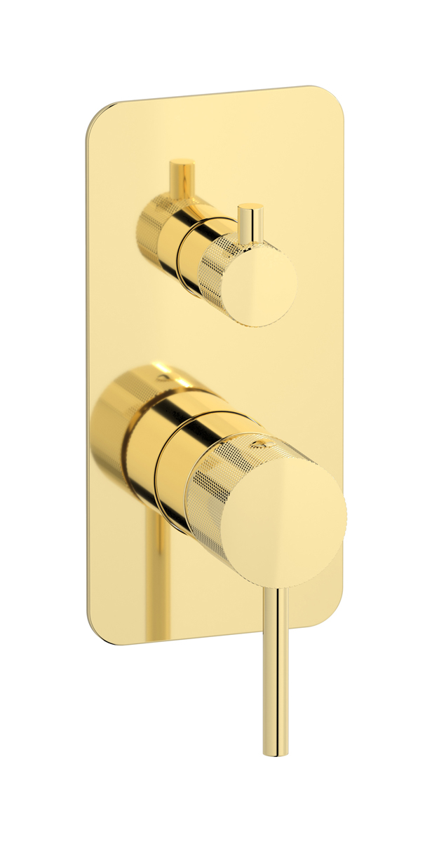 Внешние части встроенного в стену смесителя на 3 потребителя. WE ARE IB id312ii Pale Gold Industria