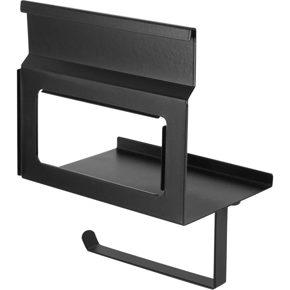 Держатель для туалетной бумаги Swensa Lund для рейлинга с полкой цвет чёрный STLM-2085615 - Вид №1
