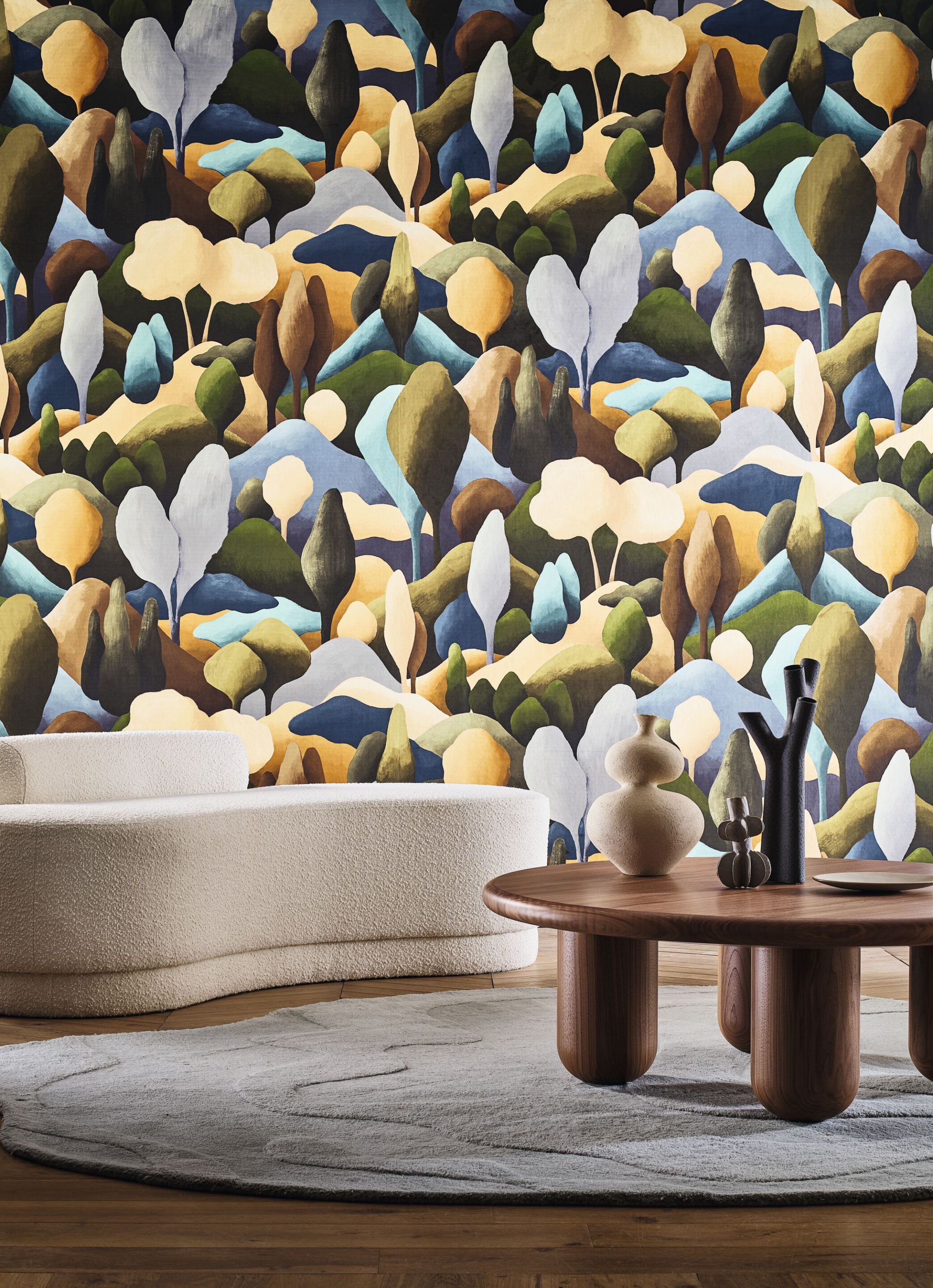 Многоцветная полиэфирная настенная ткань Casamance Exploration ARCH-00015819 - Вид №1