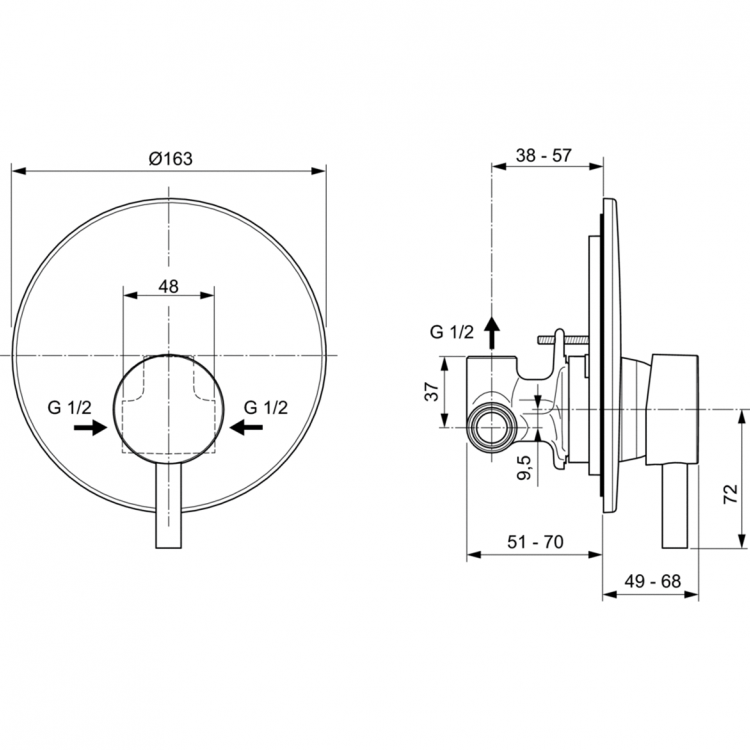 A6940AA Встраиваемый смеситель для душа Ideal Standard CERALINE - Вид №6