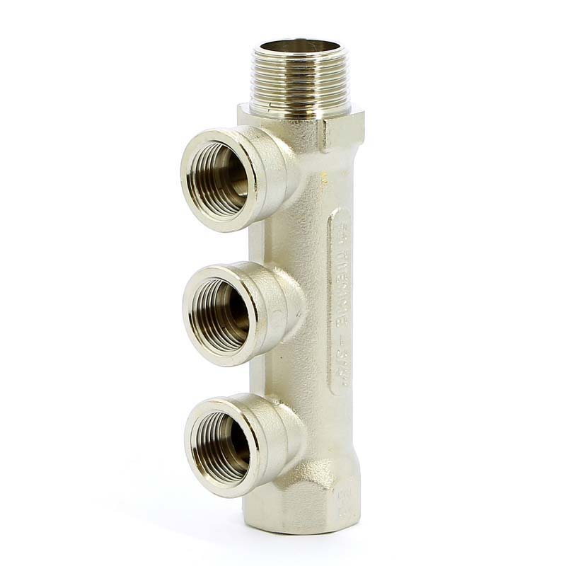 Коллектор НВ 3/4" никелированный TIEMME 3 выхода 1/2"В 36мм 1910069