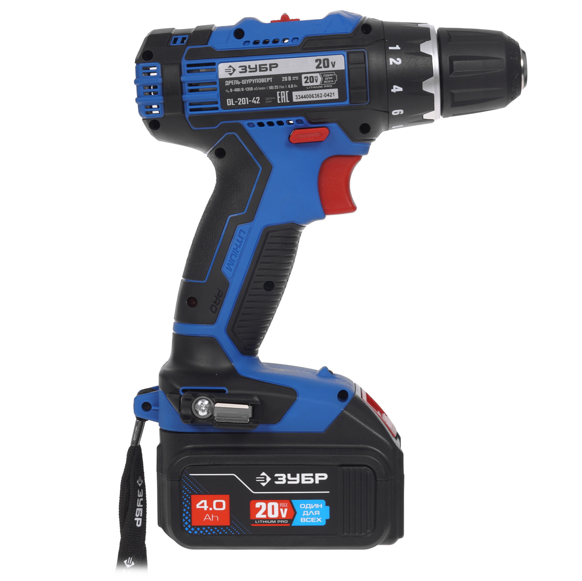 Дрель-шуруповерт Зубр DL-201-42 20V MAX PRO 9909109 STDN-0002180 - Вид №1