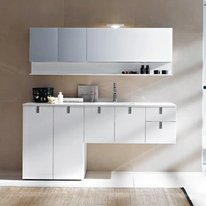 Комбинация ванной комнаты FLY128 в отделке B05 Marmoresina Polare / 141 Bianco MILLDUE FLY