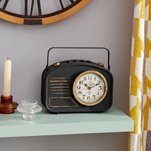 Часы настольные Dream River Радио EA 19181 прямоугольные металл цвет темно-зеленый/коричневый бесшумные ø24x22