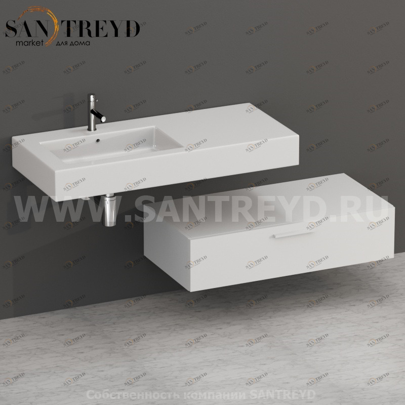 S10024BO2 Тумба с 1 ящиком 100 см белая Globo ARREDO WOOD Италия Ceramica Globo