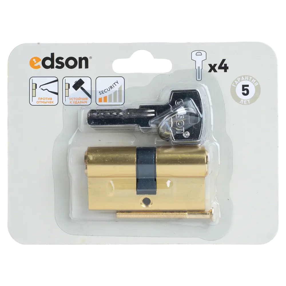 Цилиндр EDS-CYL 30x30 мм ключ/ключ цвет латунь EDSON STLM-2080595 - Вид №4