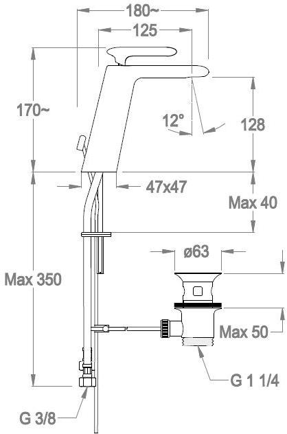 Fir Italia Смеситель для умывальника, однорычажный Dynamica 88 8815265 - Вид №1