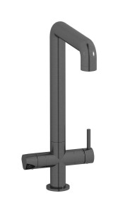 Кухонный смеситель 4-в-1 на одно отверстие для раздачи проточной и натуральной фильтрованной воды, холодной фильтрованной и газированной фильтрованной воды WE ARE IB pu385cs Brushed Black Chrome Puro