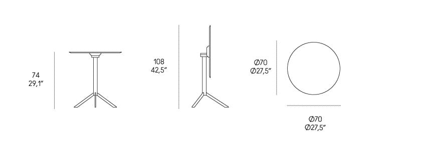 Круглый стол для бистро с откидным верхом Casamania & Horm T1-T2-T4 ARCH-00047491 - Вид №6