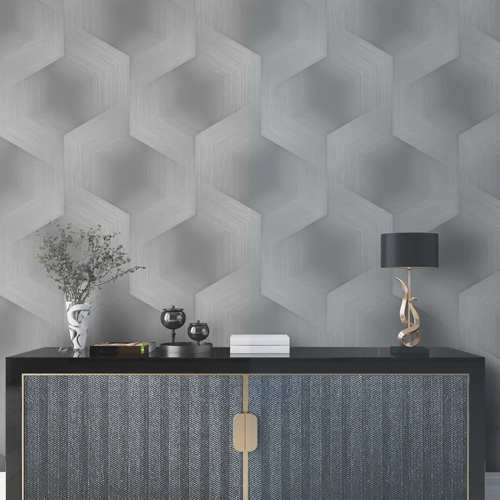 Wallsecret Hudson - серые флизелиновые обои с геометрическим узором 89423684 STLM-1570922 - Вид №5