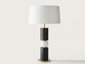 100680 Настольная лампа золото/черное дерево/белый мрамор + белый абажур Aromas del Campo Alda