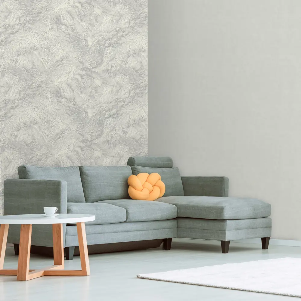 Monte Solaro Nika - флизелиновые обои с рисунком пера в серо-серебристой гамме 89423729 STLM-1571026 - Вид №4