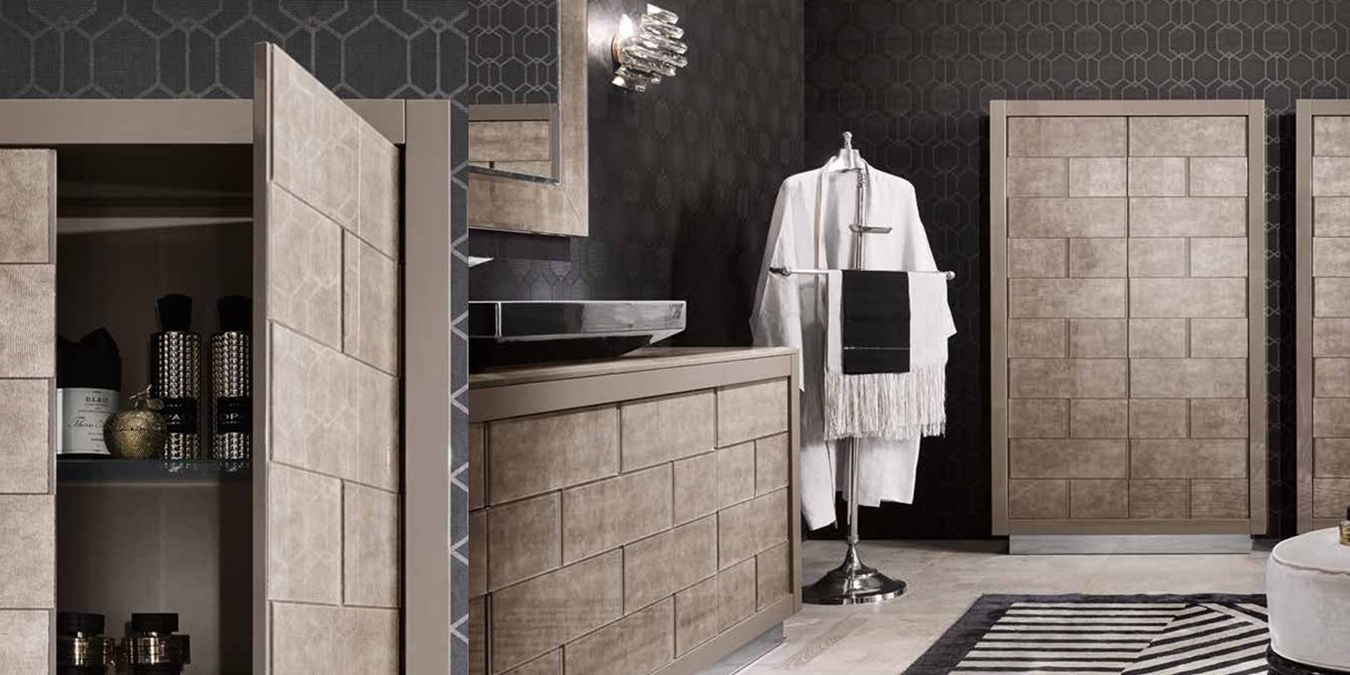 Комбинация ванной комнаты R02 в отделке Alligator gold MILLDUE RITZ RITZ02 - Вид №2