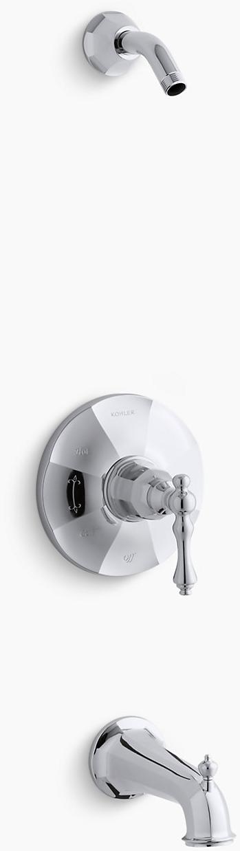 KOHLER Kelston Rite-Temp клапан для ванны и душа с рычажной ручкой и изливом, без насадки для душа K-TLS13492-4-2BZ  - Вид №1