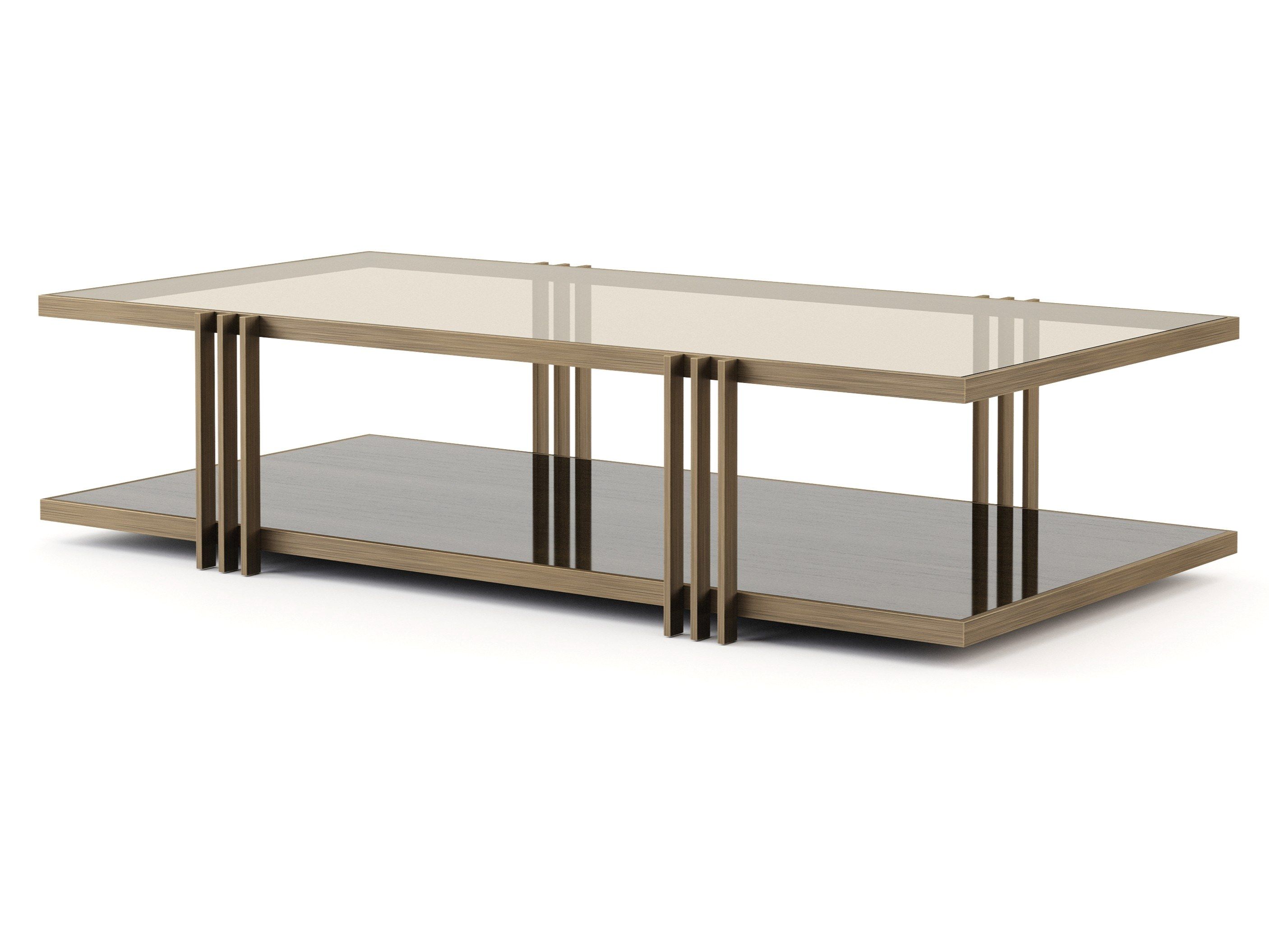 Прямоугольный низкий стол из металла и стекла Stylish Club ARCH-00135854